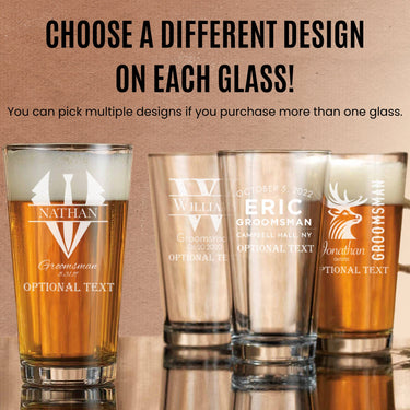 Personalized 16oz Pint Glass Usher Groomsmen Gifts